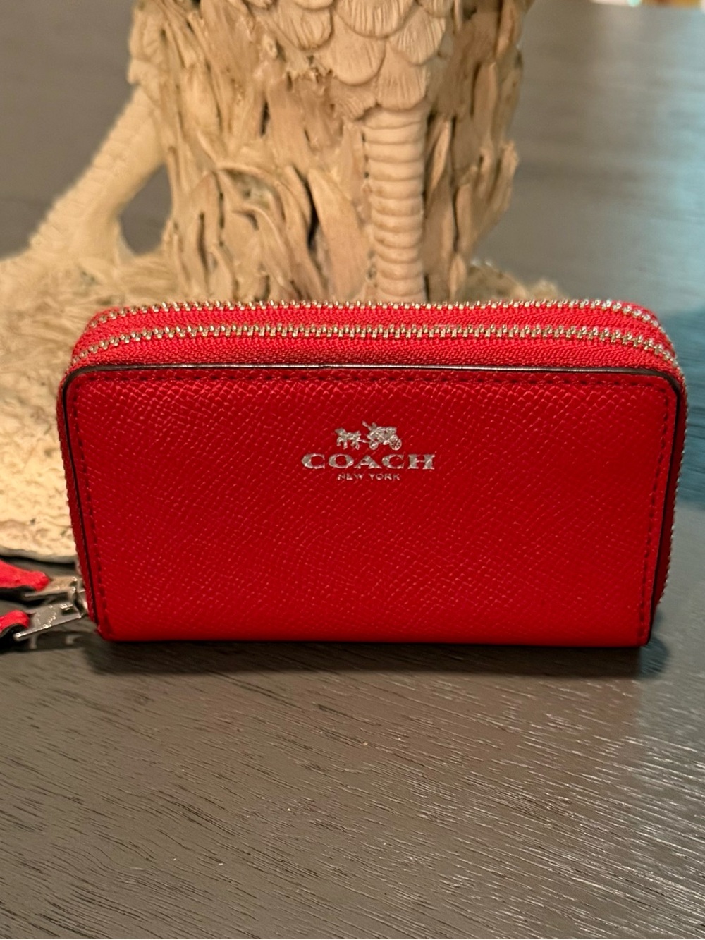 Coach Red Double-Zip Compact Coin Wallet F57855